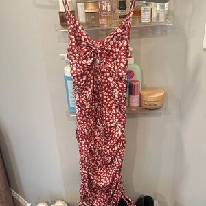 Red floral summer dress